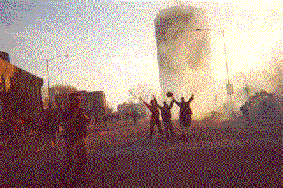 Photo of René-Lévesque E. Blvd in 2001 during the Summit of the Americas protests, with protestors engulfed in tear gas as they flood the streets, licensed under Creative Commons Attribution-Share Alike 3.0. Photo of René-Lévesque E. Blvd in 2001 during the Summit of the Americas protests, with protestors engulfed in tear gas as they flood the streets, licensed under Creative Commons Attribution-Share Alike 3.0.